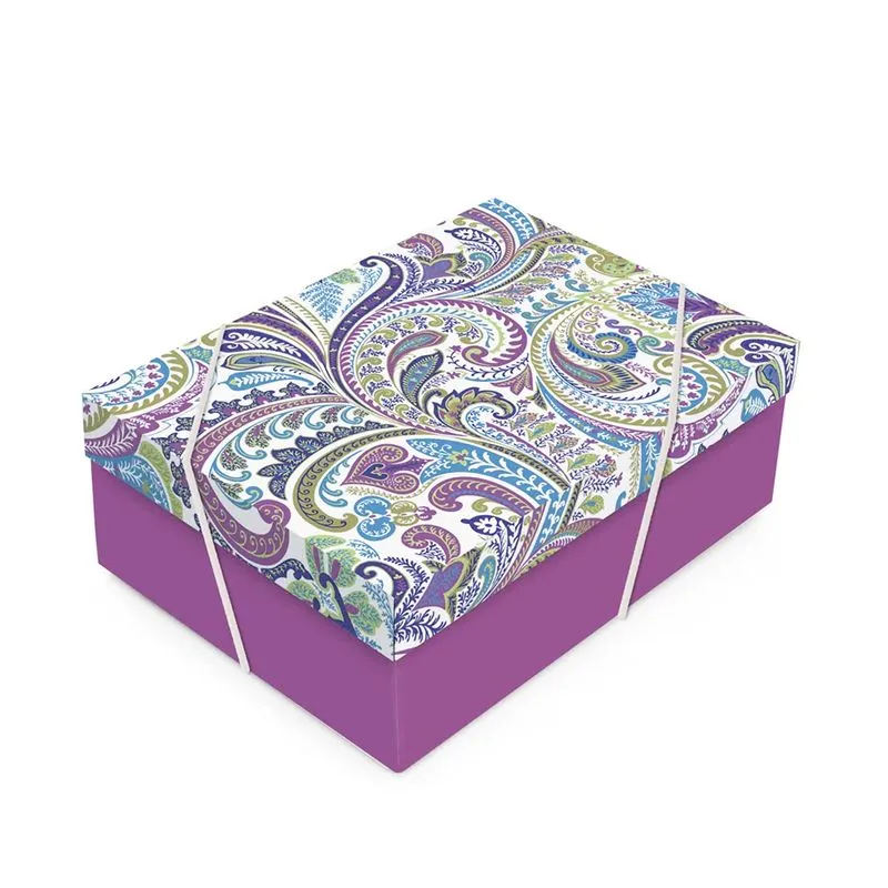 Caixa Retangular para Presente Decorada Cromus - Caixa Retangular M Paisley
