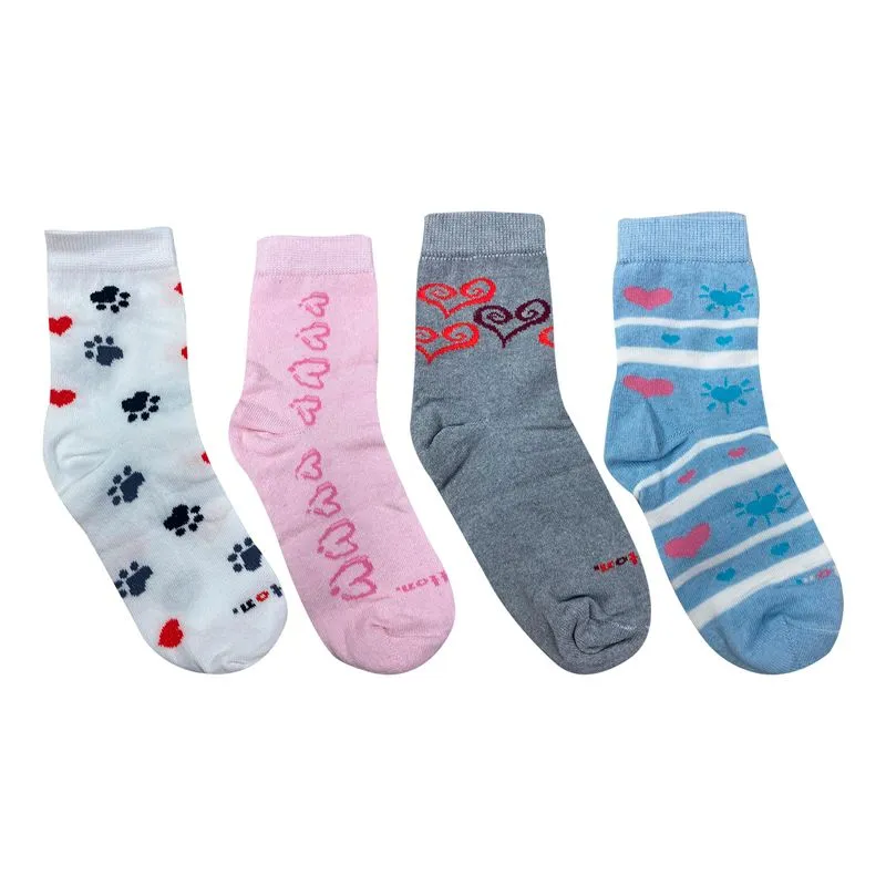 Kit Meia Soquete Feminina com 4 Unidades Cotton Kit Meia Soquete Feminina Rosa Branca, Cinza e Azul com 4 Unidades Cotton