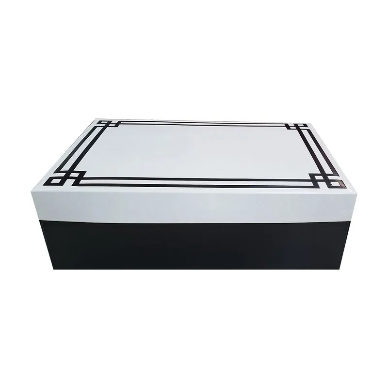 Caixa Retangular com Tampa Preta e Branca Cromus Caixa Retangular M Domo Preto e Branco