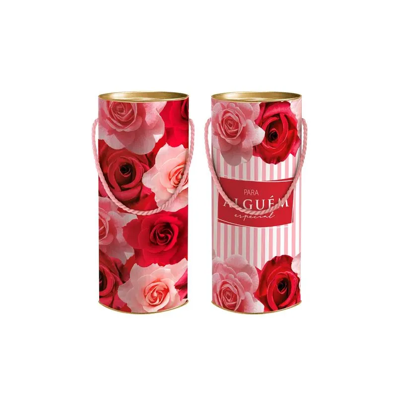 Lata para Presente Decorada Rosas Cromus Lata G Belle Composê