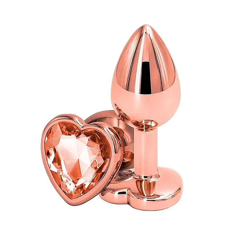 Plug Anal Rose Tamanho M em Formato de Coração com Pedra Sexy Import