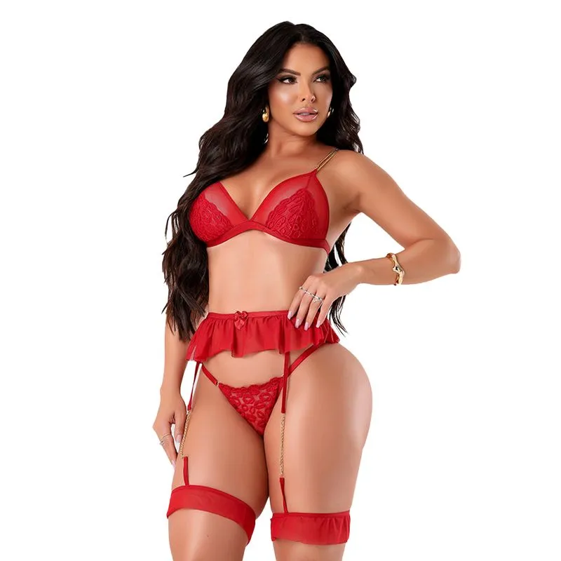 Conjunto Beijo Safado em Tule Bordado Tallyta Moda Apimentada