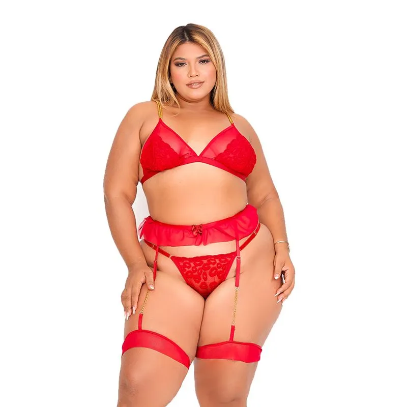 Conjunto Beijo Safado Plus em Tule Bordado Tallyta Moda Apimentada