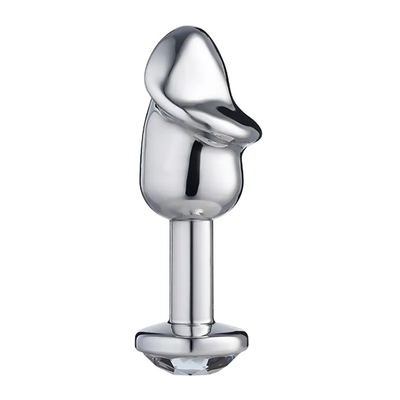 Plug Anal Penis Metalizado 8,2 X 2,86cm com Pedra Linha Lite Plug Sexy Fantasy