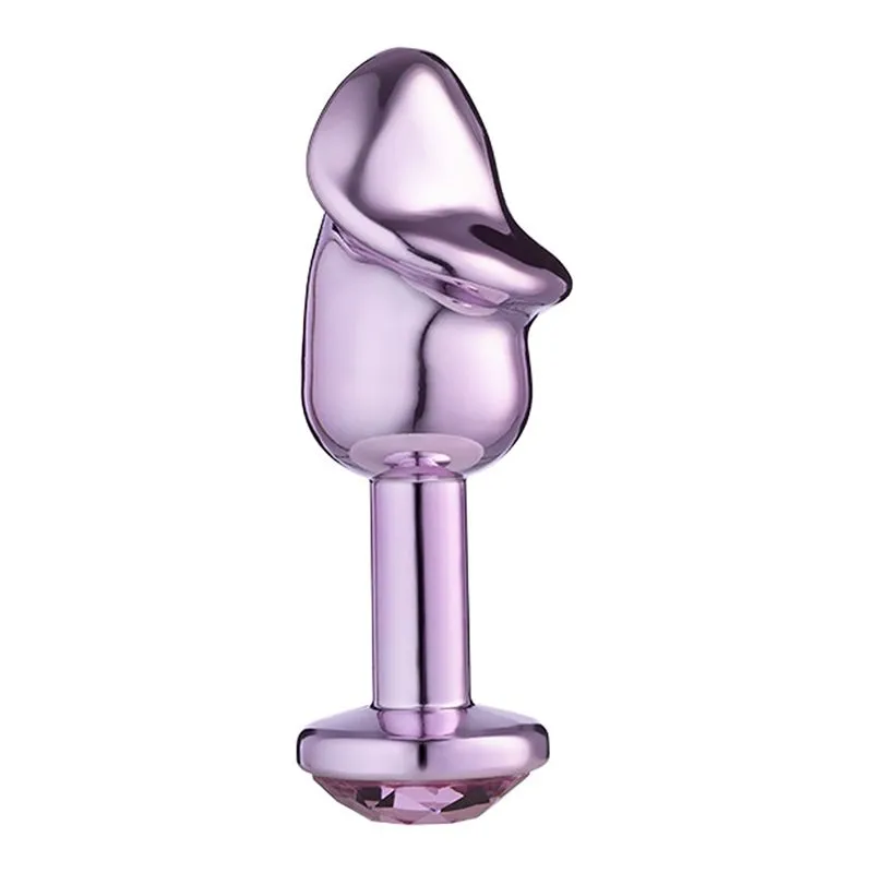 Plug Anal Penis Metalizado 8,2 X 2,86cm com Pedra Linha Lite Plug Sexy Fantasy