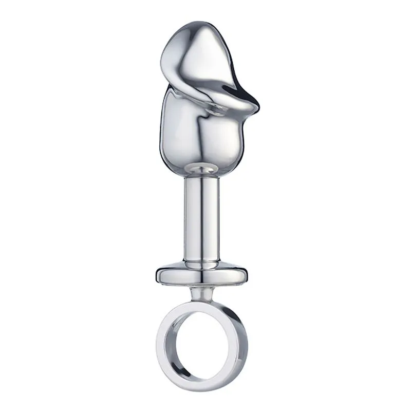 Plug Anal Pênis Metalizado 8,2 x 2,86 cm com Dedal Sexy Fantasy