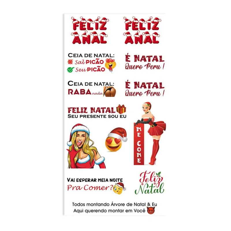 Cartela de Tatuagem Adesiva Temporária Feliz Anal 19 x 9 cm Luvi
