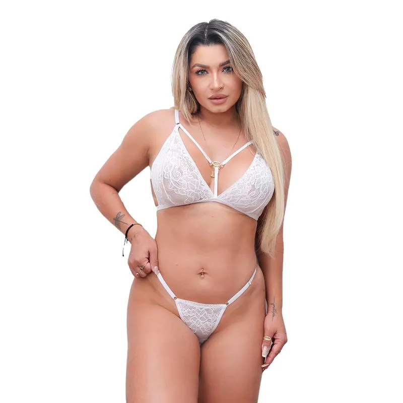 Conjunto Cinderela Rendado com Strappy Tallyta Moda Apimentada