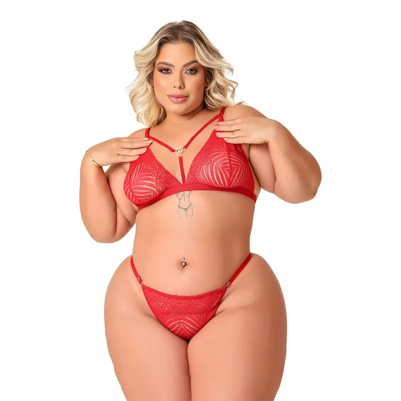 Conjunto Cinderela Plus Rendando com Strappy Tallyta Moda Apimentada