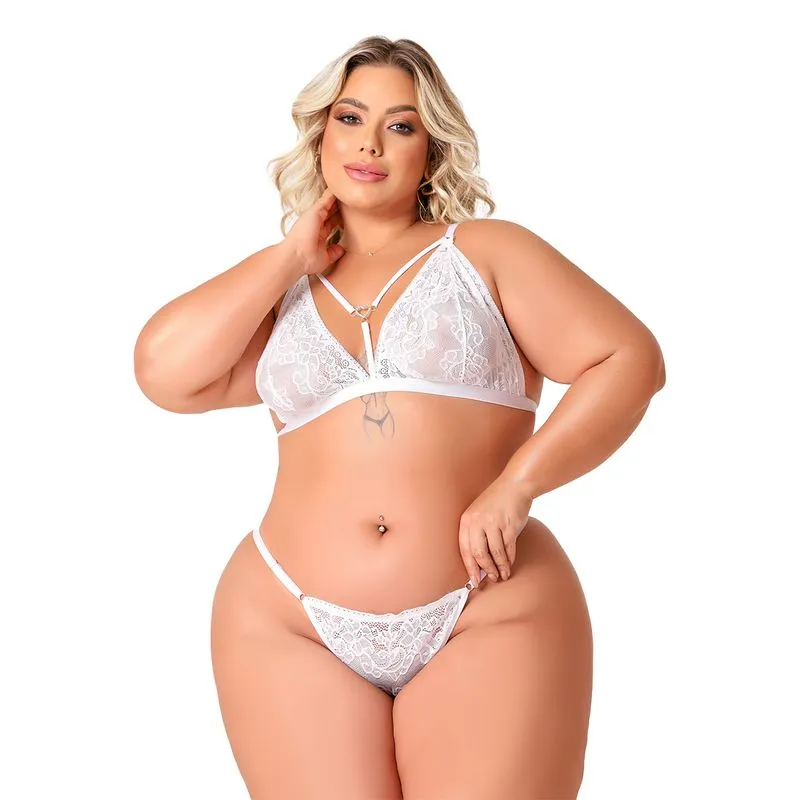 Conjunto Cinderela Plus Rendando com Strappy Tallyta Moda Apimentada