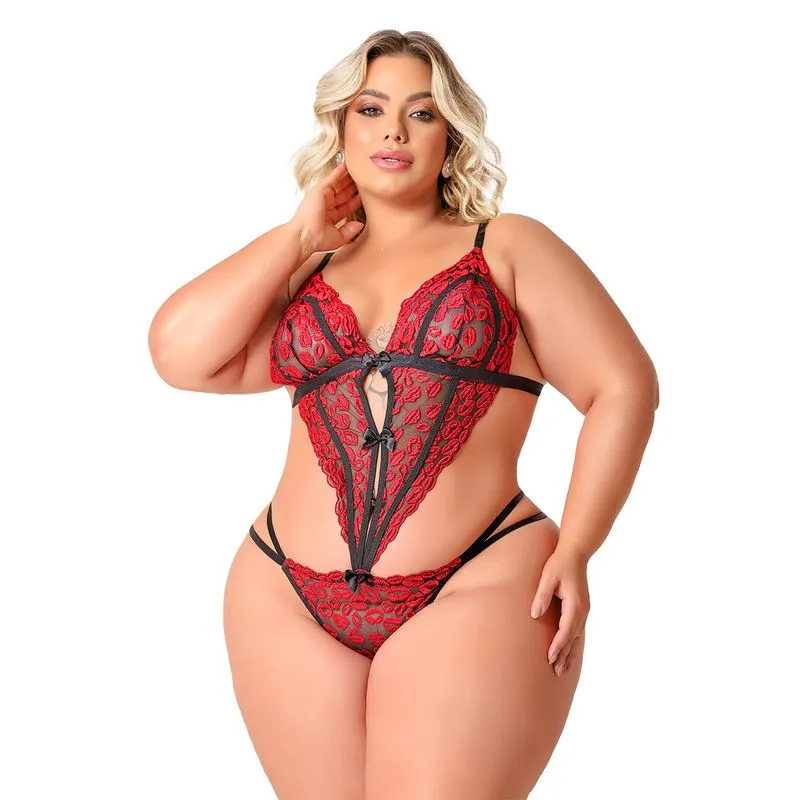 Body Beijo Ardente Plus Rendado Tallyta Moda Apimentada
