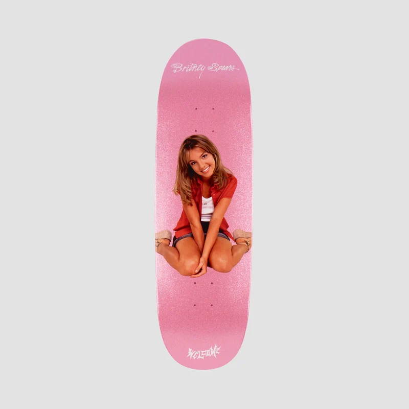 Welcome X Britney Sprears Baby One More Time On Boline 2.0 Skateboard Deck Pink Glitter - 9.5" 9.50 Inches / Pink Glitter