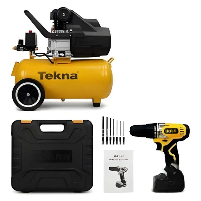 Compressor De Ar 2,5HP 22L 127V Com Parafusadeira 12V Bivolt Com Kit 13 Peças Tekna Evald