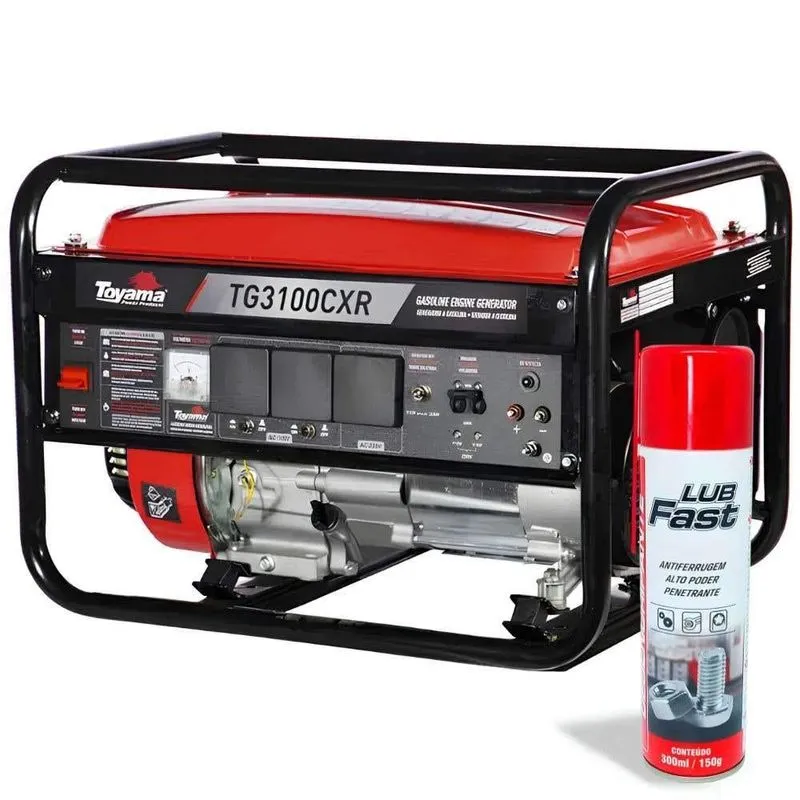 Gerador De Energia Gasolina 4t 3,2kva Bivolt Toyama Com Desengripante Spray 300ml Lubfast