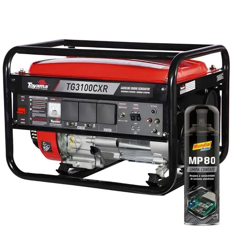 Gerador De Energia Gasolina 4t 3,2kva Bivolt Toyama Com Limpa Contatos Elétrico 300ml Aeroflex
