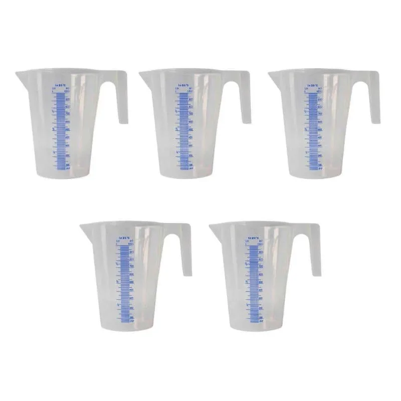 Kit Com 5 Jarras Graduadas Brancas 1 Litro Escala Em Alto Relevo 2163 Bremen