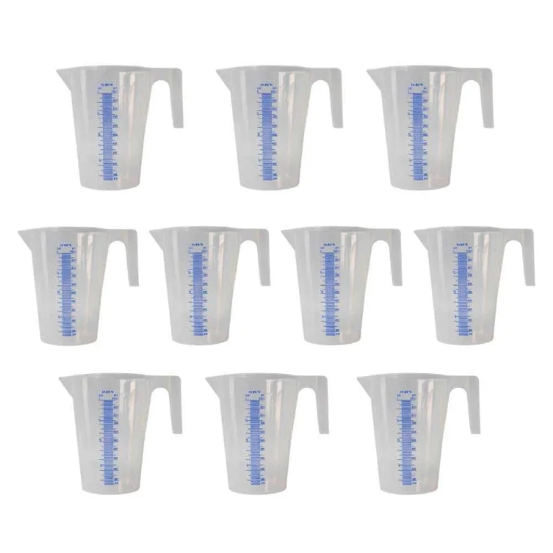 Kit Com 10 Jarras Graduadas Brancas 1 Litro Escala Em Alto Relevo 2163 Bremen