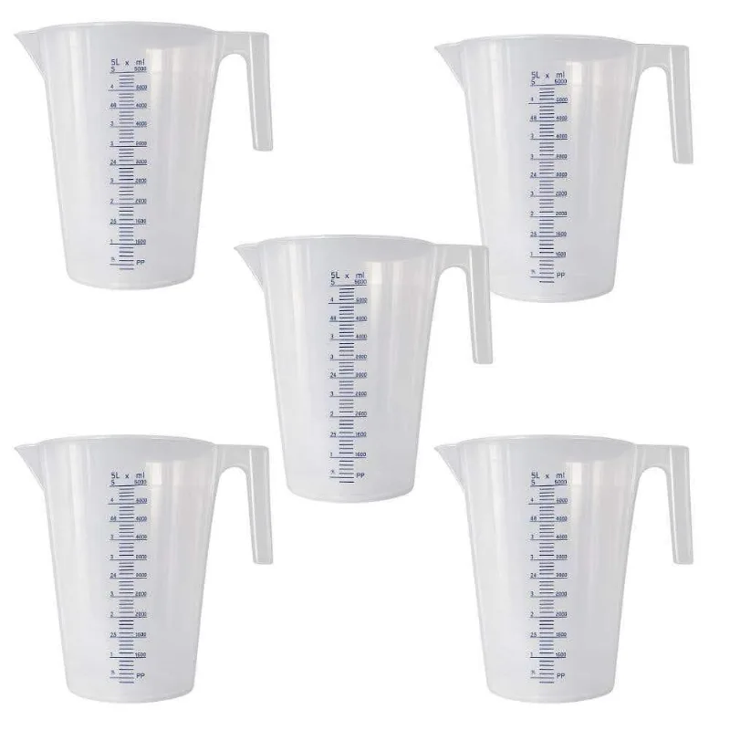 Jarra Graduada 5L Kit 5 Unidades Escala Alto Relevo Branco Bremen