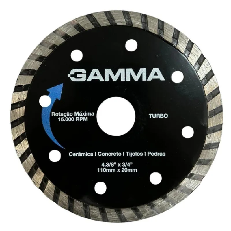 Disco de Corte Diamantado Turbo G19575AC para Cerâmica e Concreto 110MM 20MM Gamma