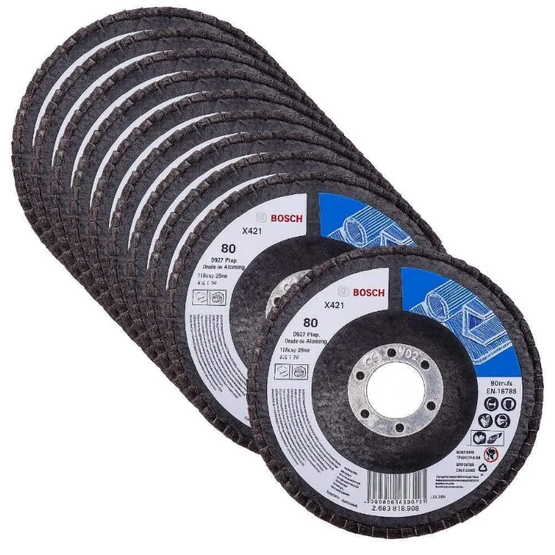 Disco De Lixa Flap X421 Grão 80 Com 10 Unidades Inox Bosch 115mm