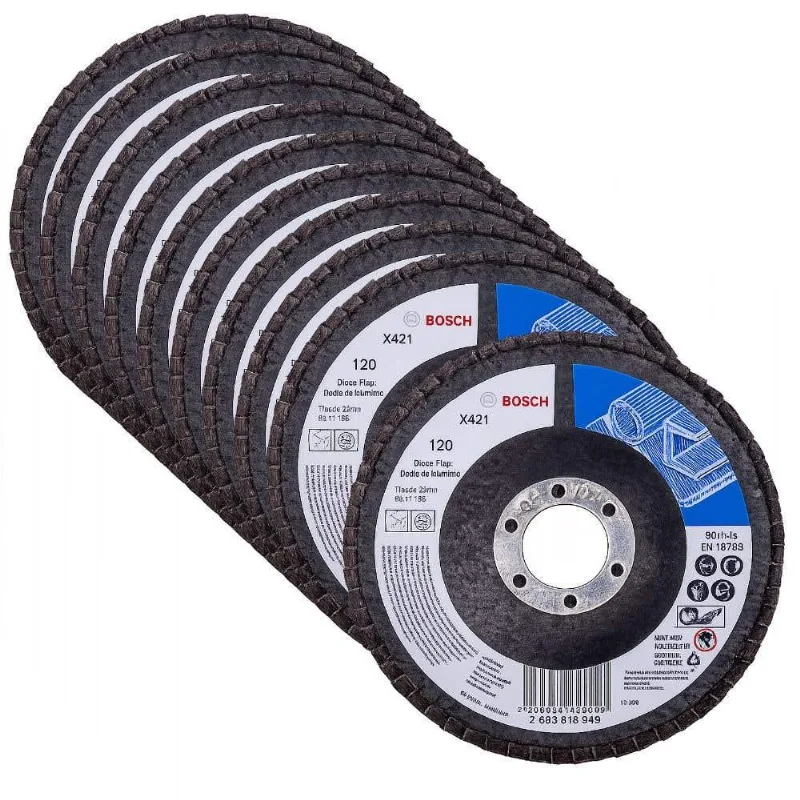 Disco De Lixa Flap Grão 120 4.1/2pol Com 10 Unidades Bosch