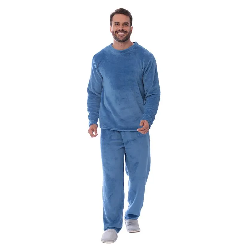 Pijama Boss Masculino Fleece com Manga Longa e Calça Coleção Inverno Victory