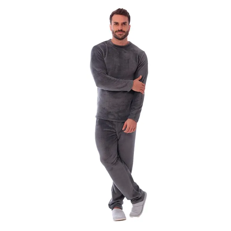 Pijama Boss Masculino Fleece com Manga Longa e Calça Coleção Inverno Victory