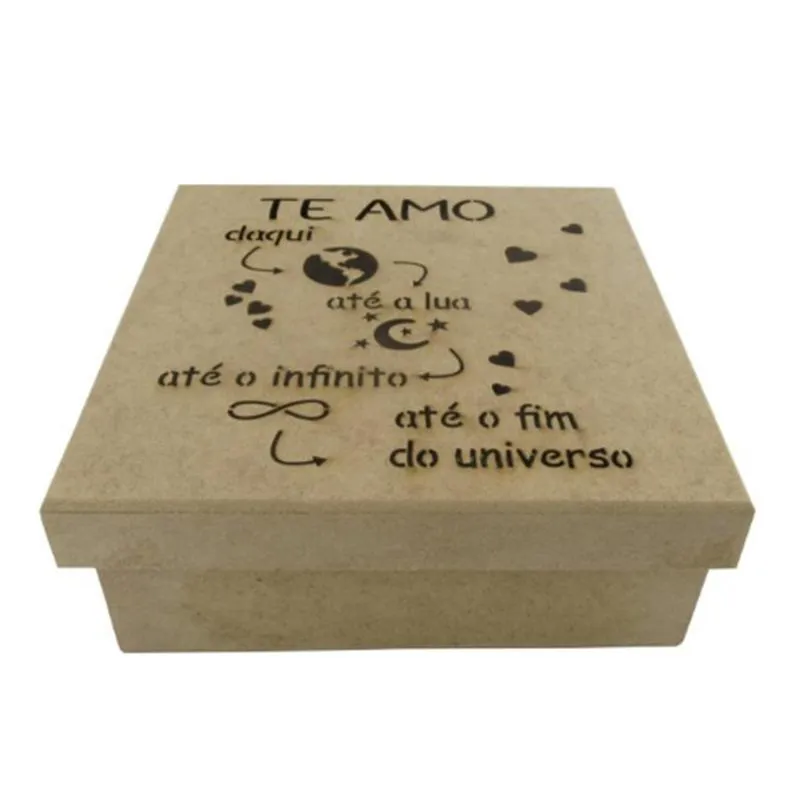 Caixa Te Amo Até O Infinito 16x16x6cm em MDF Miess