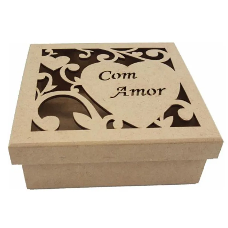 Caixa Com Amor 16x16x6cm em MDF Miess