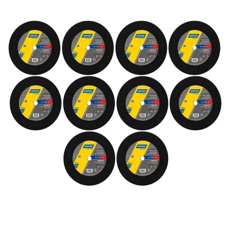 Kit 10 Discos De Corte Standard Para Inox Norton