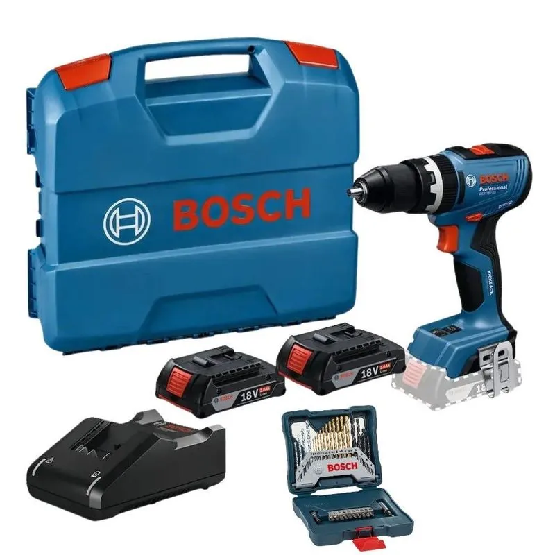 Kit Parafusadeira Furadeira 2 Baterias E Carregador Com Estojo De Brocas E Pontas X-line 30 Peças Bosch