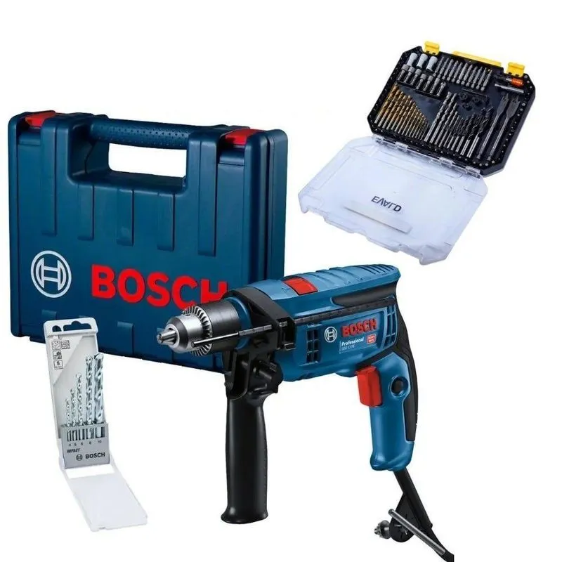 Kit Furadeira De Impacto Bosch Profissional GSB 13 RE Com Estojo 400 Peças 650W 220V
