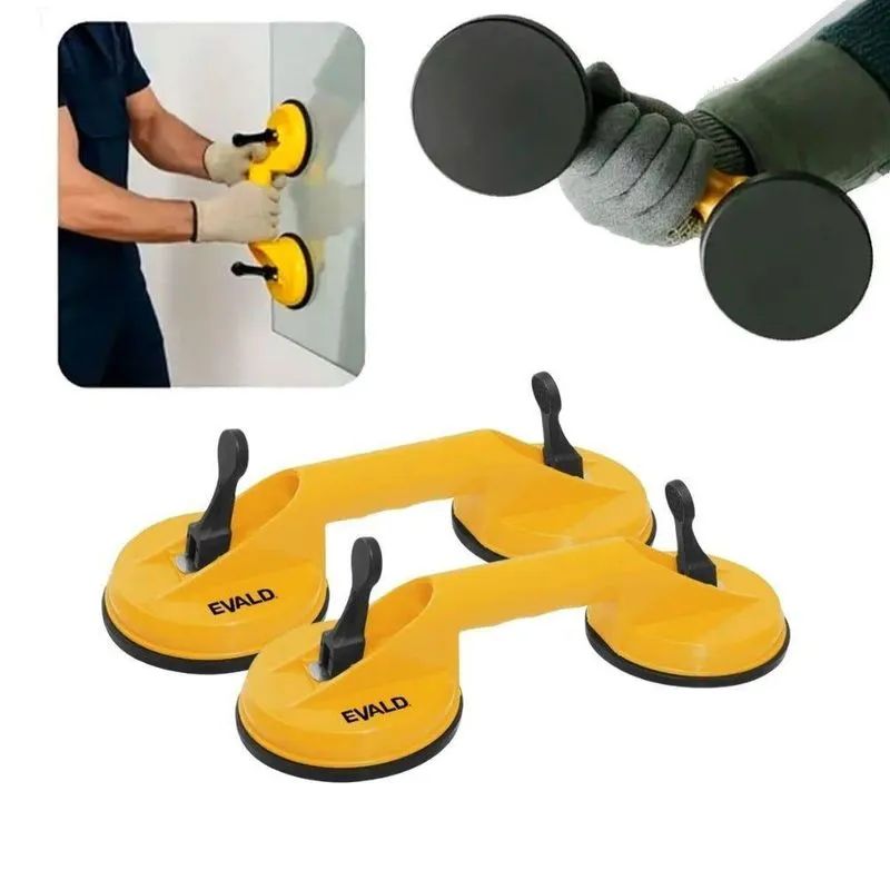 Kit Ventosa Dupla 120mm Sistema Duplo 80kg Amarelo E Preto Evald