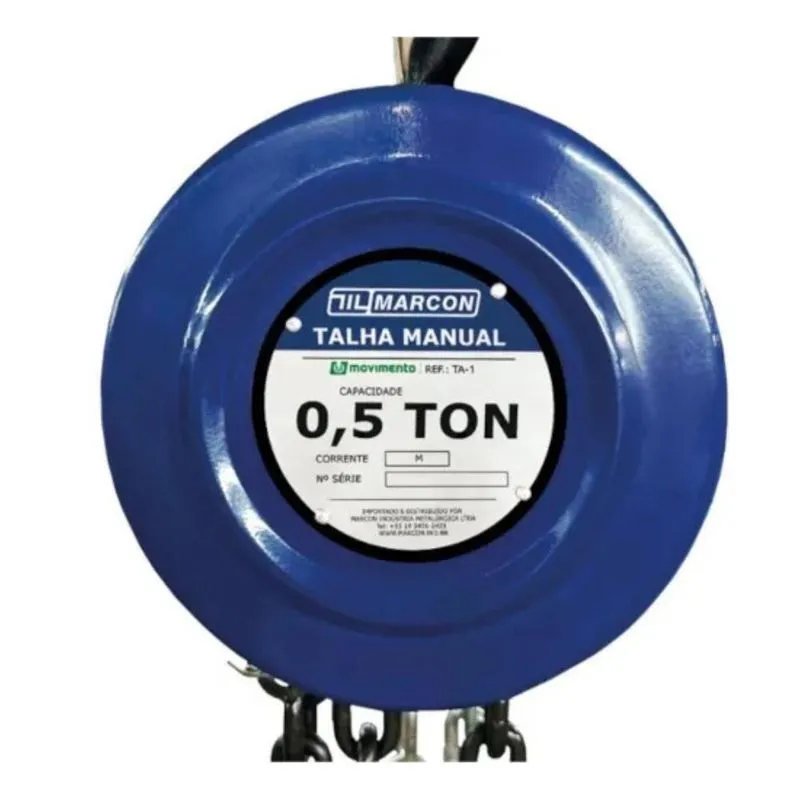 Talha Manual 0,5 Ton Com Corrente De 3m TA-1 Marcon