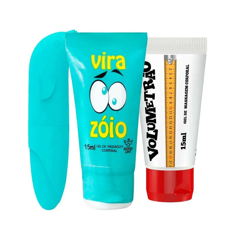 Kit com Vibrador Ponto G Golfinho Aveludado Vira Zóio e Volumetrão