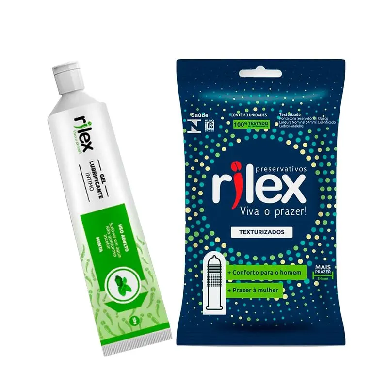 Duplinha com Gel Lubrificante com Aroma de Menta e Preservativo Lubrificado Texturizado