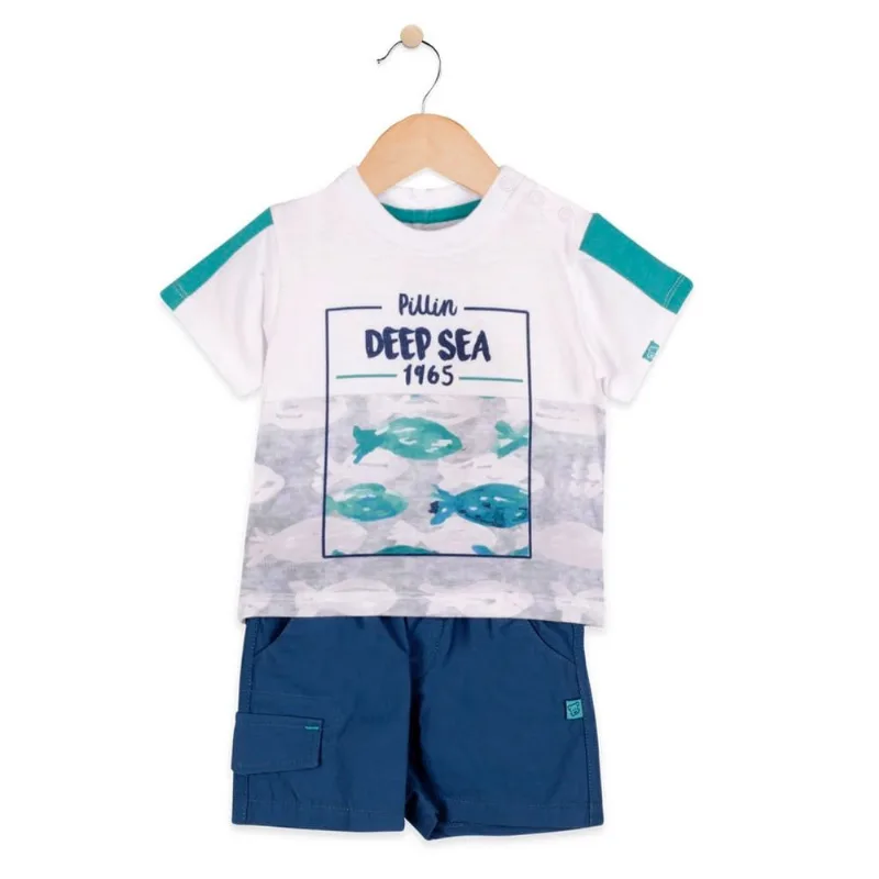 Conjunto Pillin Bebé Niño PVQ822 Azul 12M