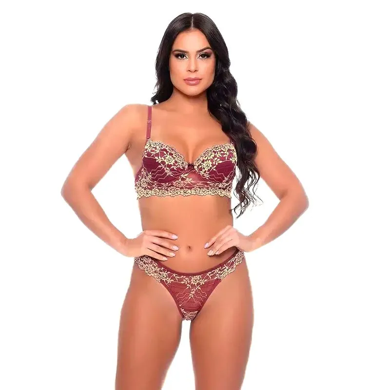 Conjunto Fio Bicolor com Bojo em Renda GB20 Hot Love