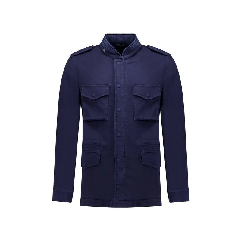 Autore Navy Blue Cotton Full-Length Jacket IT54 | XL