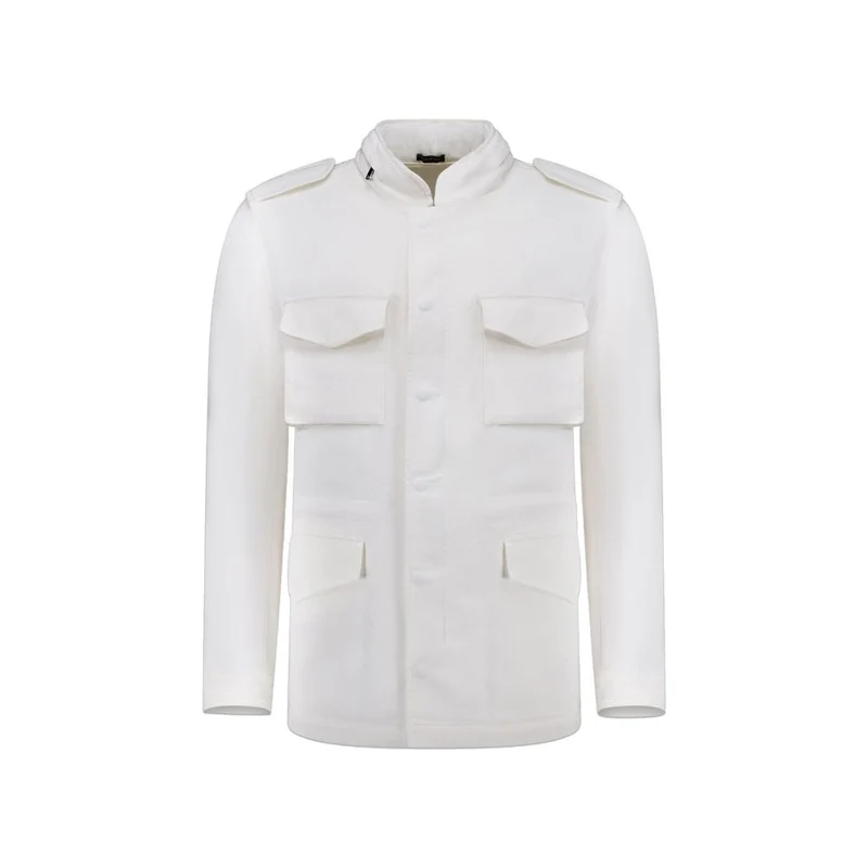 Autore White Cotton Full-Length Jacket IT52 | XL