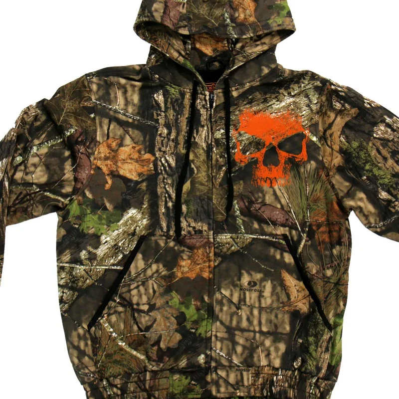 Men's Mossy Oak & Hot Leathers Mashup Jungle Skull Camo Zipper Hoodie GMZ4471 Jungle / 2X-Large