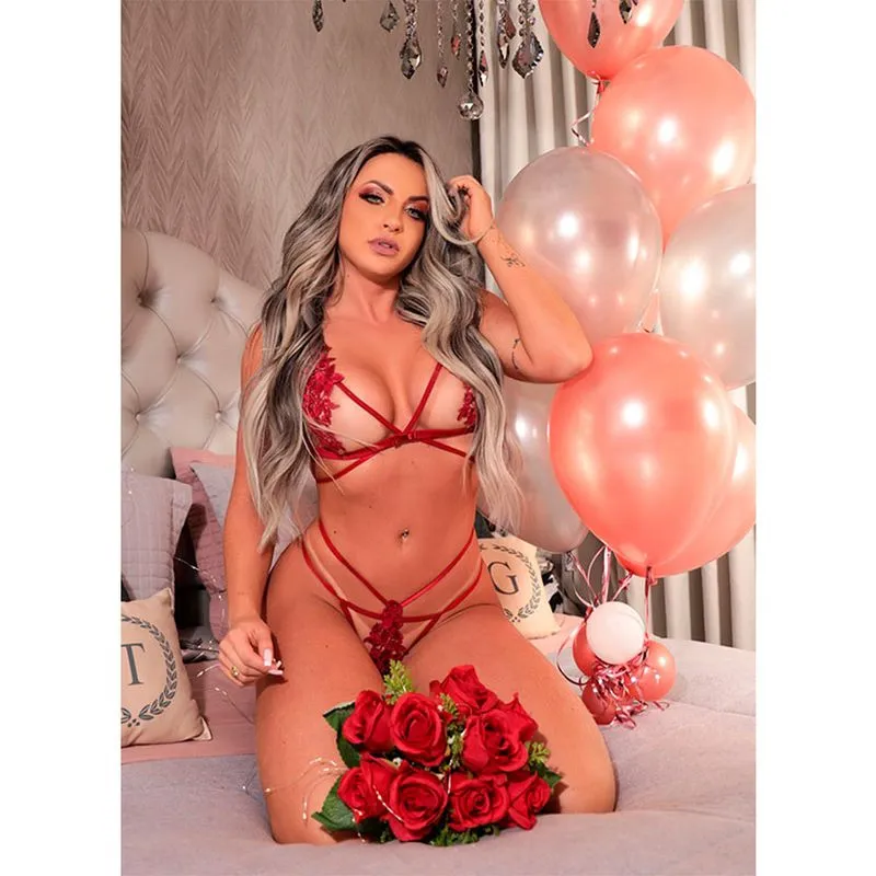 Conjunto Ilusion Secret Strappy com Bordado Tallyta Moda Apimentada