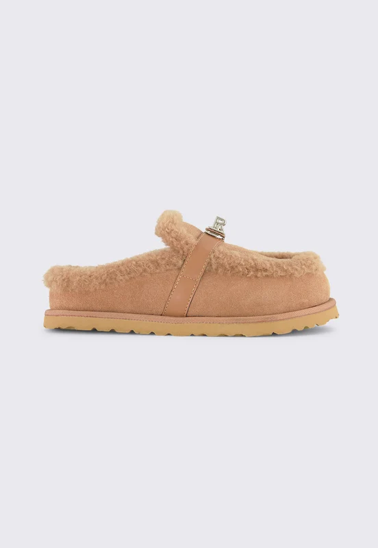 כפכפי פרווה עם אבזם נשים BEIGE / 39