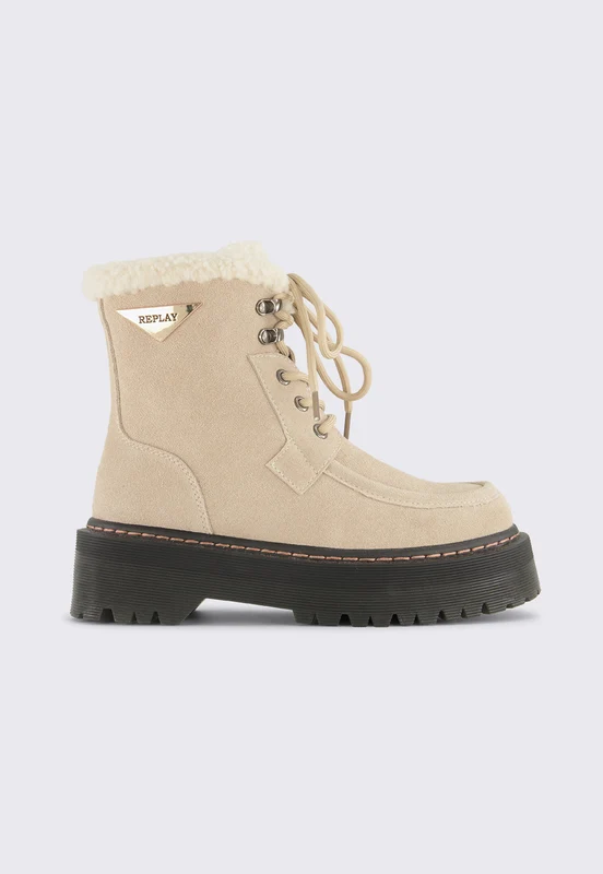 מגף שרוכים VELMA פלטפורמה לנשים BEIGE / 38