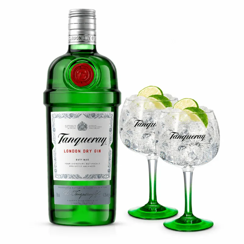 Combo Gin Tanqueray London Dry 750Ml + 2 Taças Tanqueray De Vidro Importadas Combo Gin Tanqueray London Dry 750Ml + 2 Taças Tanqueray De Vidro Mportadas