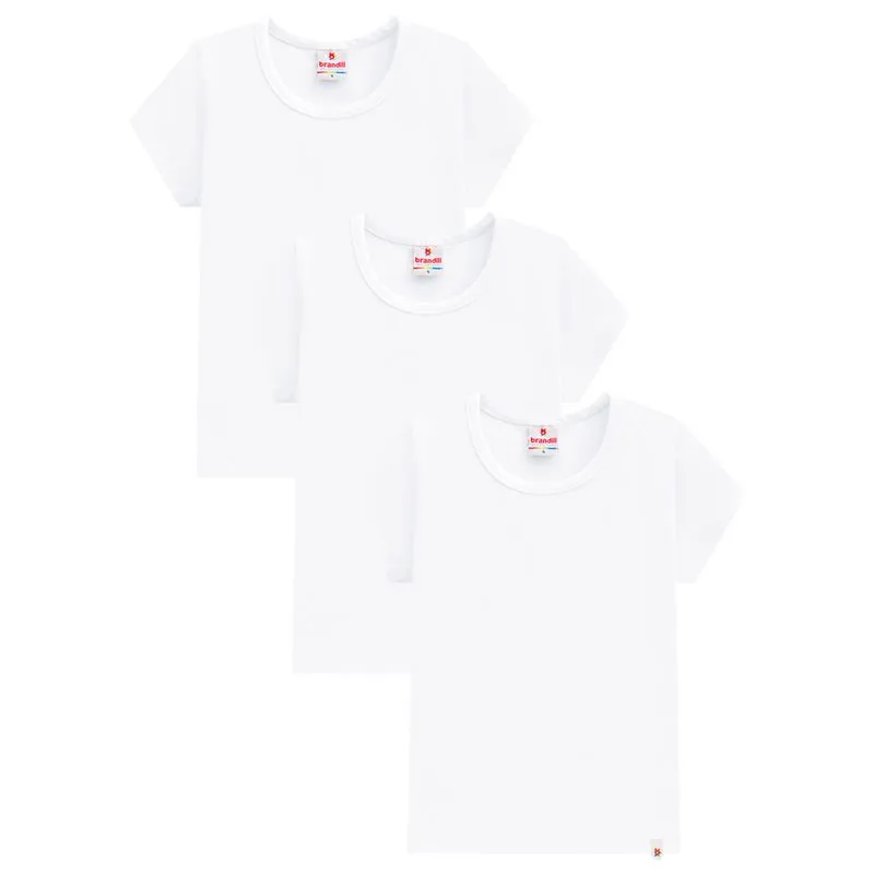 Kit infantil menina de blusas básicas brancas em malha Brandili - 8