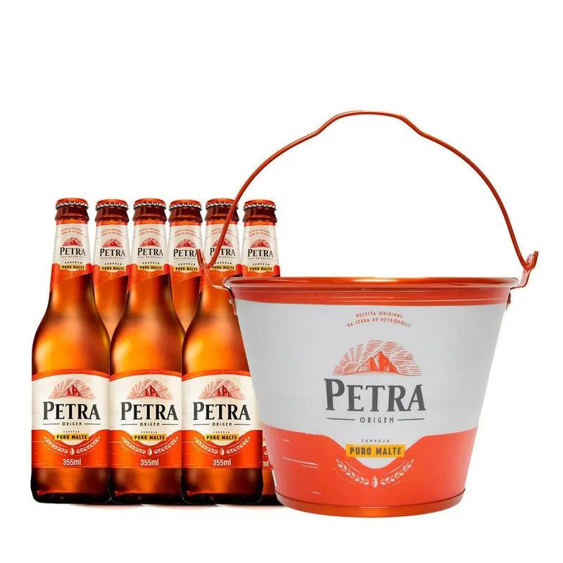 Kit 6 Cervejas Petra Origem Puro Malte 355ml + 1 Balde