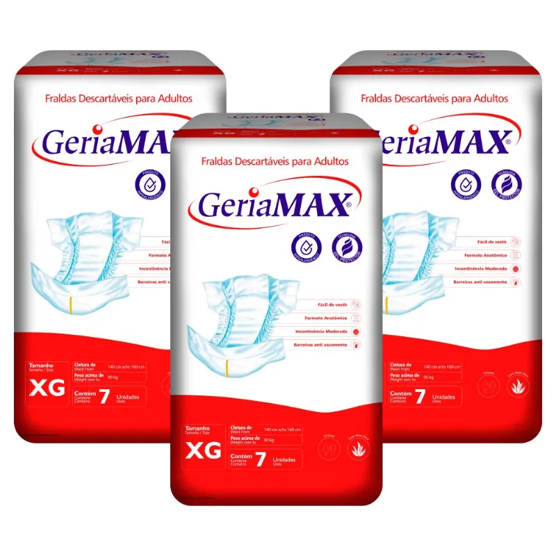 3 pacotes Fralda Geriamax XG 7 un.
