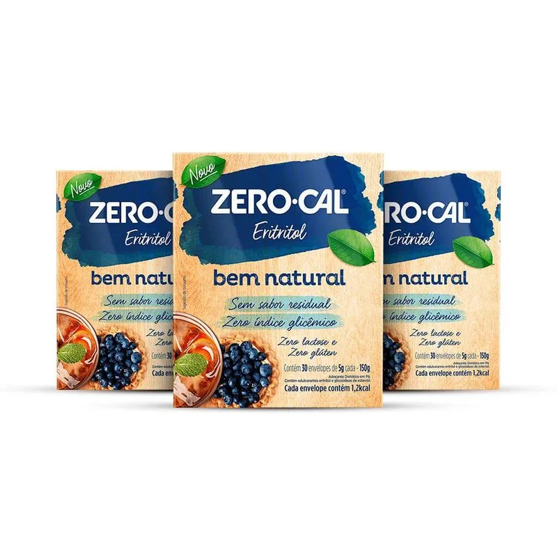 Kit Com 3 Zero-cal Eritritol Sachê 150g