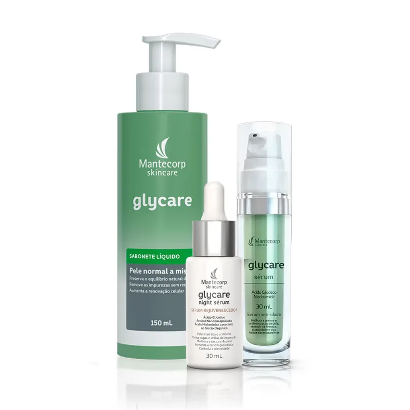 Kit Ácido Glicólico- Glycare Sabonete + Glycare Sérum+Glycare Night Sérum